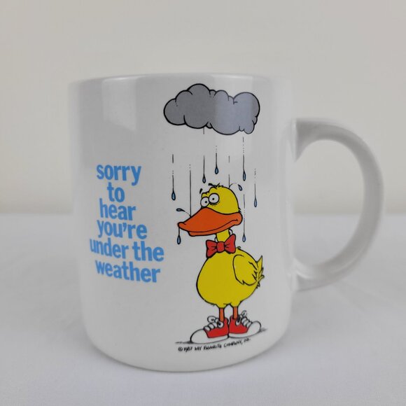 My Favorite Friends Other - Vintage My Favorite Friends Mug, Duck rain weather Get Well coffee cup 1987 80s